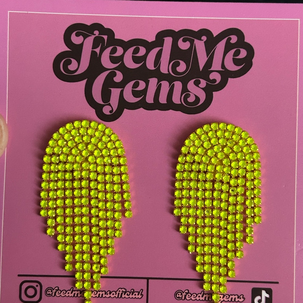 Feed Me Gems Neon Yellow Earrings